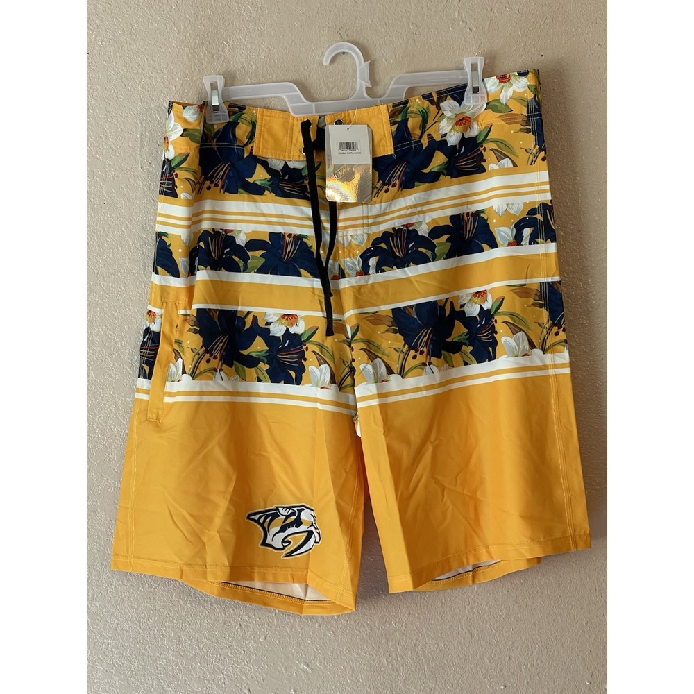 Men's 2XL NWT Nashville Predators FOCO‎ Floral Stripe Board Shorts
